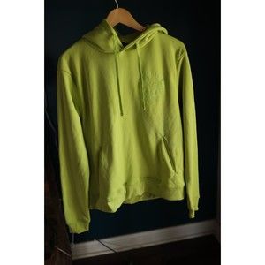 Lonely Ghost Neon Green Hoodie Sweatshirt Size Large Long Sleeve Embroidered